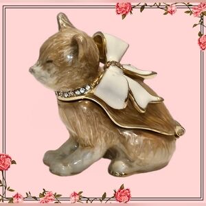 Vintage Hobby Lobby Kitten With Bow Trinket Box